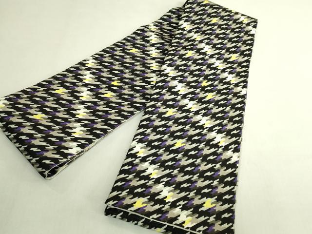 平和屋着物●極上 両面 半幅帯 WAKKA ワッカ 枝花 千鳥格子 逸品 未使用 DZAB8602kh6