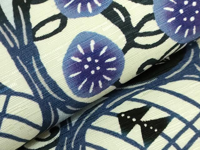 平和屋着物●極上 両面 半幅帯 WAKKA ワッカ 音符 唐草 逸品 未使用 DZAB8603kh6