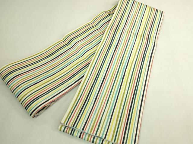 平和屋着物●極上 両面 半幅帯 WAKKA ワッカ 松竹梅 縞 逸品 未使用 DZAB8604kh6