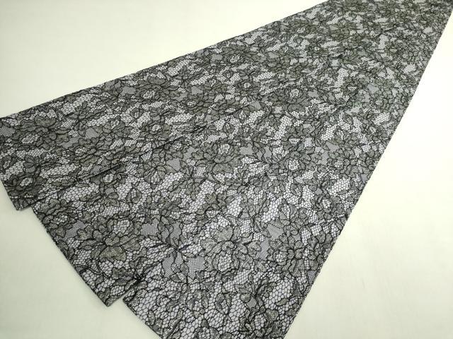 平和屋着物●極上 両面 半幅帯 レース 草花文 銀糸 逸品 DZAB8610kh6