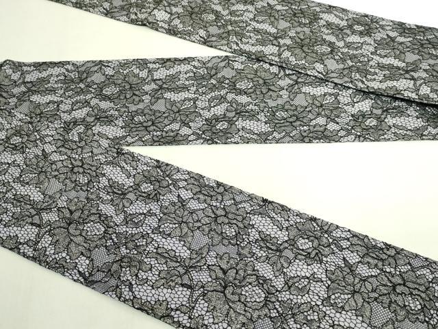 平和屋着物●極上 両面 半幅帯 レース 草花文 銀糸 逸品 DZAB8610kh6