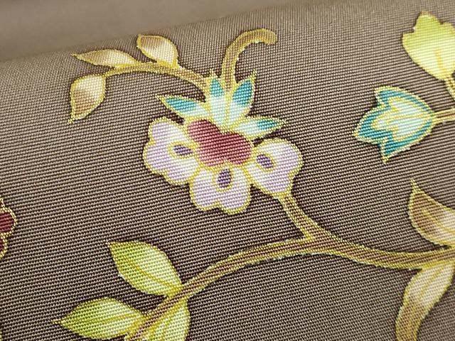 平和屋本店●極上 塩瀬 岡重謹製 OKAJIMA 九寸名古屋帯 正倉院花唐草 蒲茶色地 金彩 逸品 DZAB8617kh6