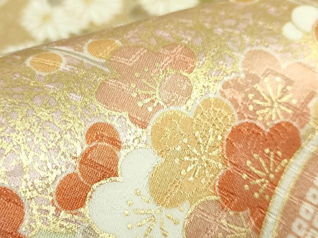 平和屋着物●極上 九寸名古屋帯 駒刺繍 雪輪花文 宝尽くし 金彩 逸品 未使用 DZAB8630kh6
