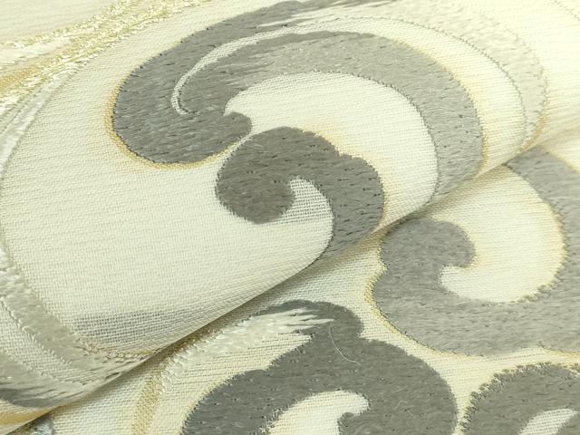 平和屋本店*極上 夏物 織紋意匠鈴木 六通柄袋帯 唐織 唐衣錦 流渦錦斉文様 金銀糸 逸品 DZAB8643kh6