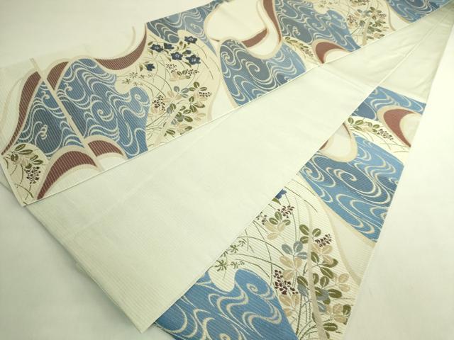 平和屋本店*極上 夏物 西陣 川島織物 六通柄 本袋帯 流水草花文 逸品 DZAB8644kh6