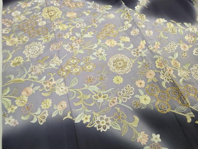 平和屋本店*極上 夏物 京都老舗 尾峨佐染繍 総刺繍 中国三大刺繍 相良刺繍 訪問着 絽 草花文 暈し染め 金糸 ロング丈 逸品 DZAB8651kh6