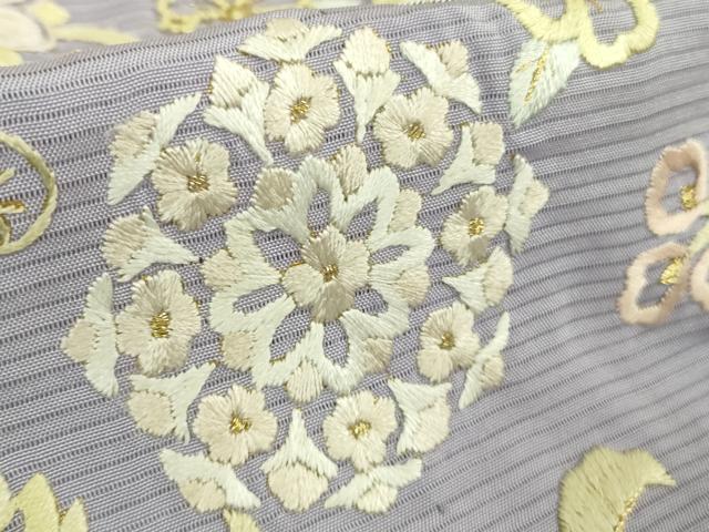 平和屋本店*極上 夏物 京都老舗 尾峨佐染繍 総刺繍 中国三大刺繍 相良刺繍 訪問着 絽 草花文 暈し染め 金糸 ロング丈 逸品 DZAB8651kh6