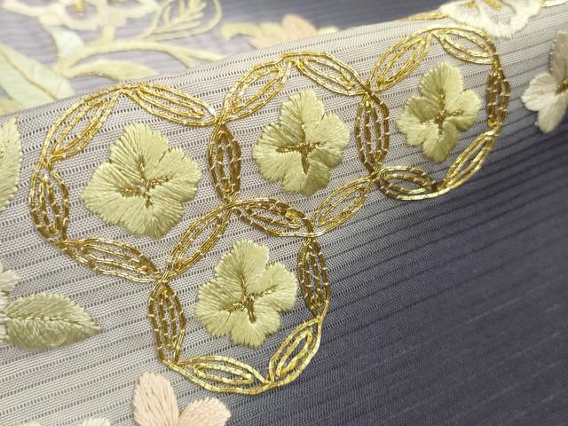 平和屋本店*極上 夏物 京都老舗 尾峨佐染繍 総刺繍 中国三大刺繍 相良刺繍 訪問着 絽 草花文 暈し染め 金糸 ロング丈 逸品 DZAB8651kh6