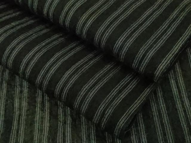 平和屋着物*極上 夏物 本場小千谷ちぢみ 麻 縞 黒地 まるやま扱い 逸品 DZAB8656kh6
