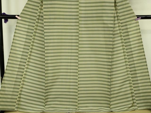 平和屋本店*極上 夏物 紅花紬 夏紅花 米沢 新田英行 格子 証紙付き 逸品 未使用 DZAB8661kh6