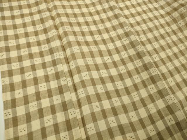 平和屋着物*極上 夏物 本場小千谷ちぢみ 麻 格子 逸品 DZAB8663kh6