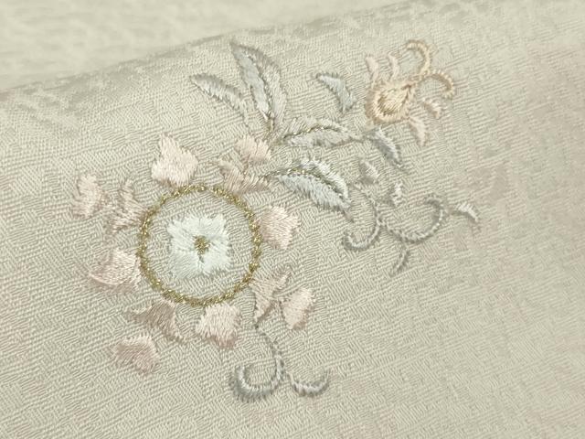 平和屋本店●極上 小紋 総刺繍 草花文 薄桜色地 金銀糸 高島屋扱い 逸品 DZAB8665kh6