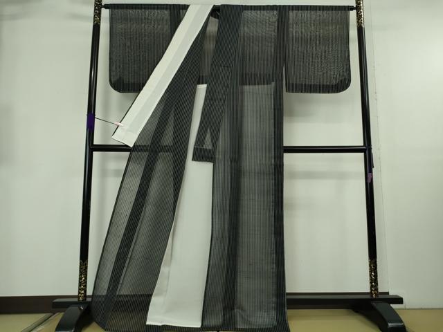 平和屋着物*極上 夏物 紗紬 涼粋 縞 反端付き 逸品 未使用 DZAB8670kh6