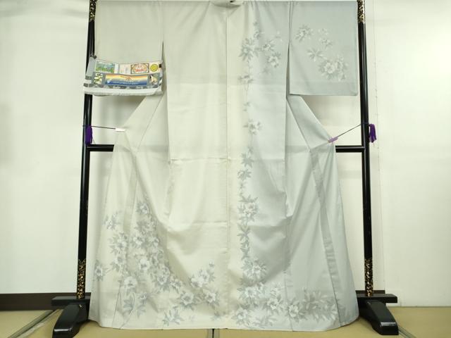 平和屋本店*極上 夏物 本場縞大島紬 夏大島 訪問着 古代染色純植物染 ウコン 草花文 大島紬美術館謹製 証紙付き ロング丈 逸品DZAB8674kh6