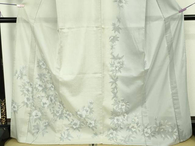 平和屋本店*極上 夏物 本場縞大島紬 夏大島 訪問着 古代染色純植物染 ウコン 草花文 大島紬美術館謹製 証紙付き ロング丈 逸品DZAB8674kh6