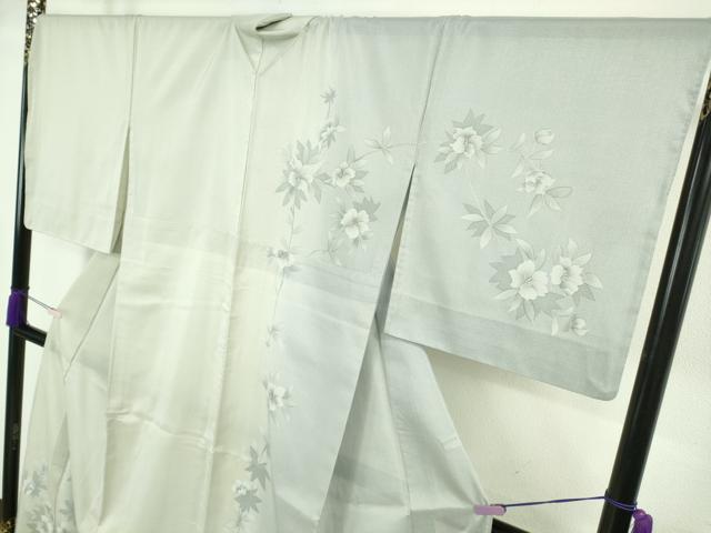 平和屋本店*極上 夏物 本場縞大島紬 夏大島 訪問着 古代染色純植物染 ウコン 草花文 大島紬美術館謹製 証紙付き ロング丈 逸品DZAB8674kh6