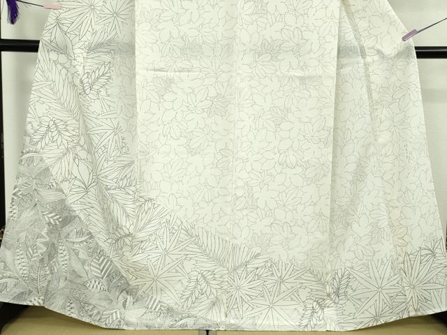 平和屋着物*極上 夏物 二代目 川村久太郎 本場縞大島紬 夏大島 白大島 草花尽くし まさき織物謹製 証紙付き 逸品 DZAB8675kh6