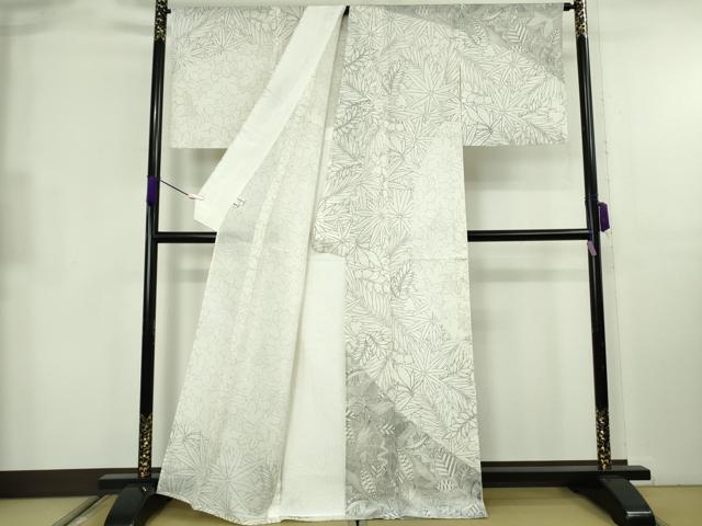 平和屋着物*極上 夏物 二代目 川村久太郎 本場縞大島紬 夏大島 白大島 草花尽くし まさき織物謹製 証紙付き 逸品 DZAB8675kh6
