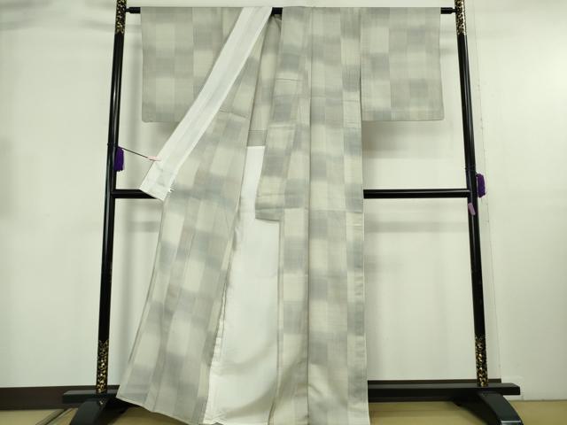 平和屋本店*極上 夏物 明石ちぢみ 伝統技術継承者:大島又治作 変わり市松 証紙付き 逸品 DZAB8685kh6