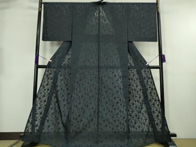 平和屋本店*極上 夏物 小紋 紗 花唐草文 色無地 濃藍色 逸品 未使用 DZAB8691kh6