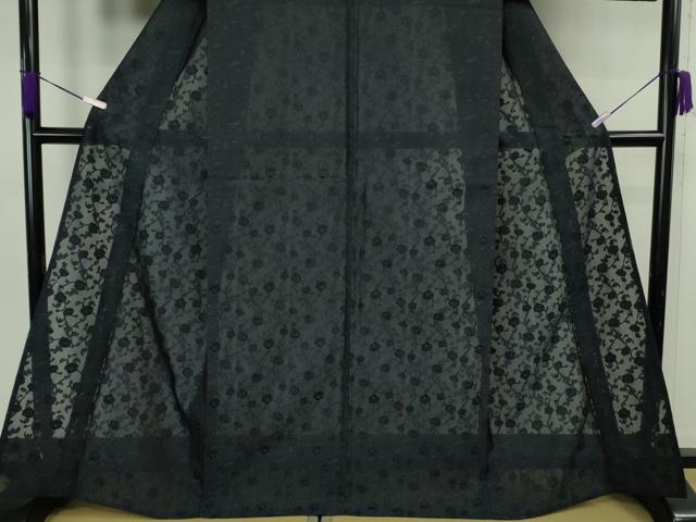 平和屋本店*極上 夏物 小紋 紗 花唐草文 色無地 濃藍色 逸品 未使用 DZAB8691kh6