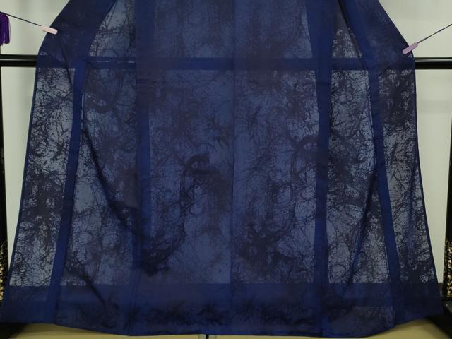 平和屋着物*極上 夏物 小紋 紗 霞文 紺青色地 逸品 未使用 DZAB8692kh6