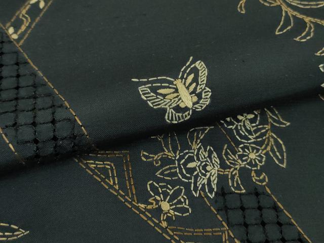 平和屋着物●極上 中国三大刺繍 スワトウ刺繍 汕頭刺繍 刺し子 総刺繍 本場大島紬 舞蝶更紗花文 逸品 DZAB8713kh6
