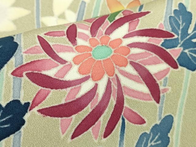 平和屋本店●極上 本加賀友禅作家 押田正義 訪問着 松竹梅 枝花 薄い抹茶色地 小田急百貨店扱い 逸品 DZAB8725kh6