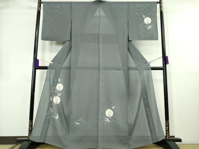 平和屋着物*極上 夏物 訪問着 絽 立波に兎 うさぎ 藍墨茶色地 逸品 DZAB8730kh6