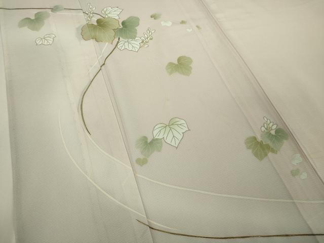 平和屋着物*極上 夏物 訪問着 絽 駒刺繍 蔦の葉花文 暈し染め 柿洗色地 金彩 逸品 DZAB8731kh6