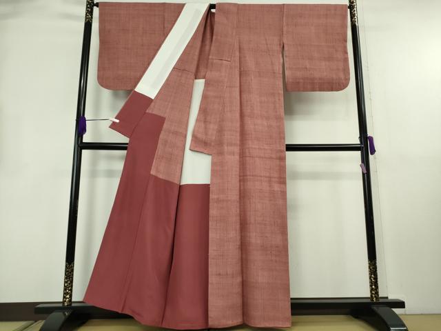 平和屋本店●極上 浦野理一 経節紬 背抜き仕立て 鳶色地 逸品 DZAB8739kh6