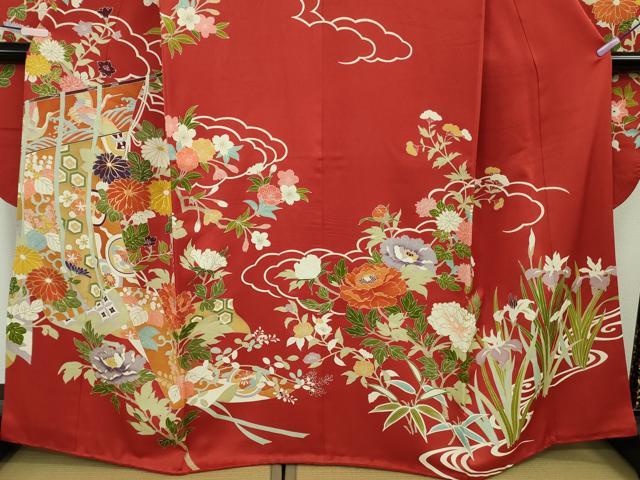 平和屋本店●極上 創業460年・千總 振袖 駒刺繍 几帳吉祥花文 金彩 逸品 DZAB8745kh6