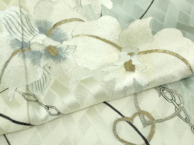 平和屋本店*極上 夏物 訪問着 手刺繍 網目紋紗 胡蝶蘭 ハート 金銀糸 逸品 DZAB8746kh6