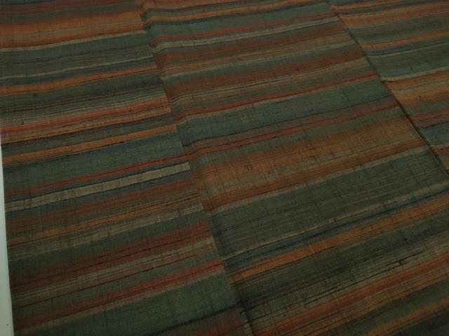 平和屋本店●極上 郡上紬 草木染 横段文 逸品 DZAB8759kh6