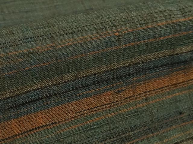 平和屋本店●極上 郡上紬 草木染 横段文 逸品 DZAB8759kh6
