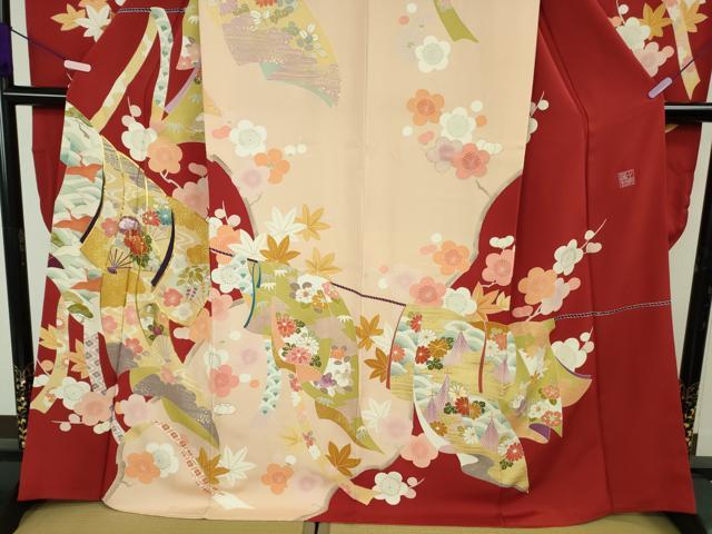 平和屋本店●極上 創業460年・千總 振袖 駒刺繍 誰が袖 吉祥花文 金彩 逸品 DZAB8782kh6