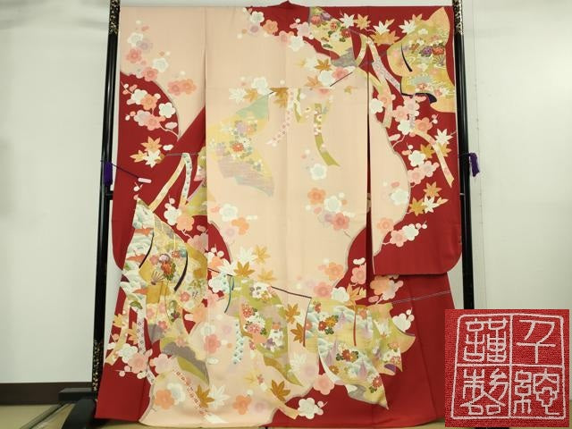 平和屋本店●極上 創業460年・千總 振袖 駒刺繍 誰が袖 吉祥花文 金彩 逸品 DZAB8782kh6