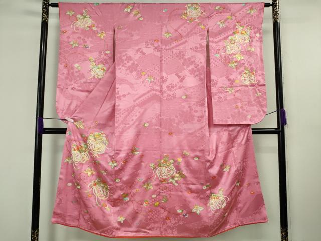平和屋本店∵極上 創業460年・千總 女の子 十三参り 子供 祝着 駒刺繍 乱菊 桐花文 金彩 逸品 DZAB8794kh6