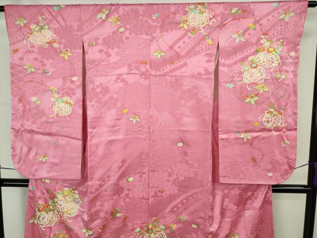 平和屋本店∵極上 創業460年・千總 女の子 十三参り 子供 祝着 駒刺繍 乱菊 桐花文 金彩 逸品 DZAB8794kh6