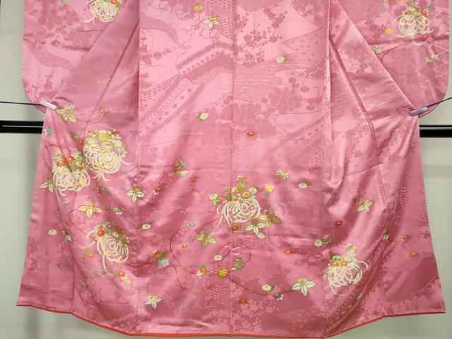 平和屋本店∵極上 創業460年・千總 女の子 十三参り 子供 祝着 駒刺繍 乱菊 桐花文 金彩 逸品 DZAB8794kh6