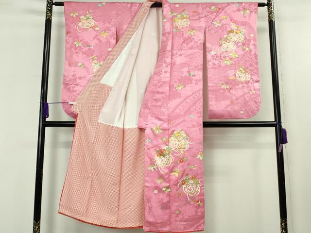 平和屋本店∵極上 創業460年・千總 女の子 十三参り 子供 祝着 駒刺繍 乱菊 桐花文 金彩 逸品 DZAB8794kh6