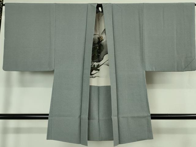 平和屋本店●極上 男性 江戸小紋・長羽織セット 角通し 着物・藍鉄色×絹鼠色 長羽織・利休鼠色×柳鼠色 羽裏・龍 逸品 DZAB8798kh6