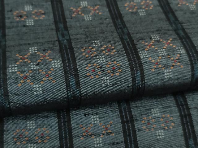 平和屋本店●極上 本場琉球 読谷山花織 紬地 格子 逸品 DZAB8809kh6