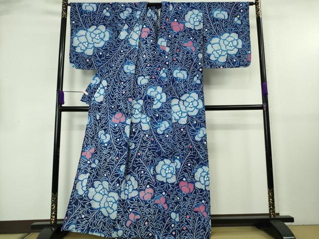 平和屋着物∴極上 夏物 浴衣 有松鳴海絞り 草花文 綿 逸品 未使用 DZAB8813kh6