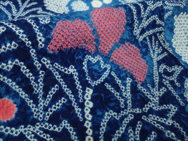 平和屋着物∴極上 夏物 浴衣 有松鳴海絞り 草花文 綿 逸品 未使用 DZAB8813kh6