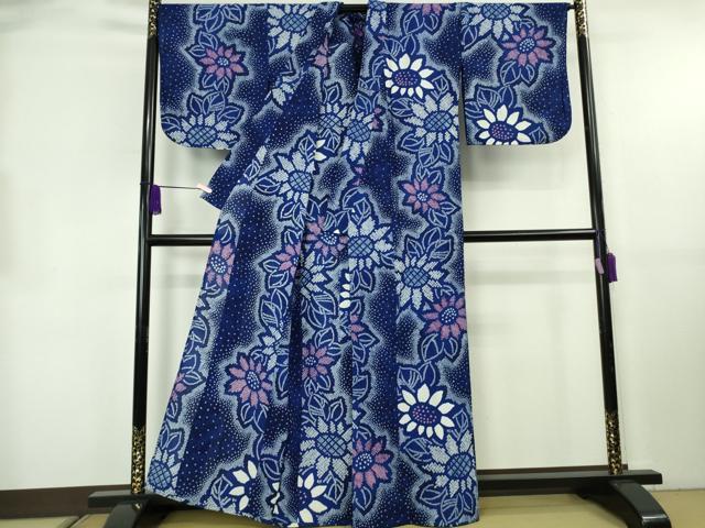 平和屋着物∴極上 夏物 浴衣 有松鳴海絞り 向日葵 ひまわり 暈し染め 綿 逸品 DZAB8815kh6