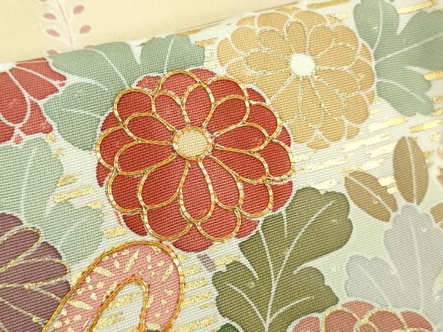 平和屋本店●極上 創業460年・千總 訪問着 駒刺繍 束ね熨斗花文 裏葉柳色地 暈し染め 金彩 反端付き 逸品 DZAB8819kh6