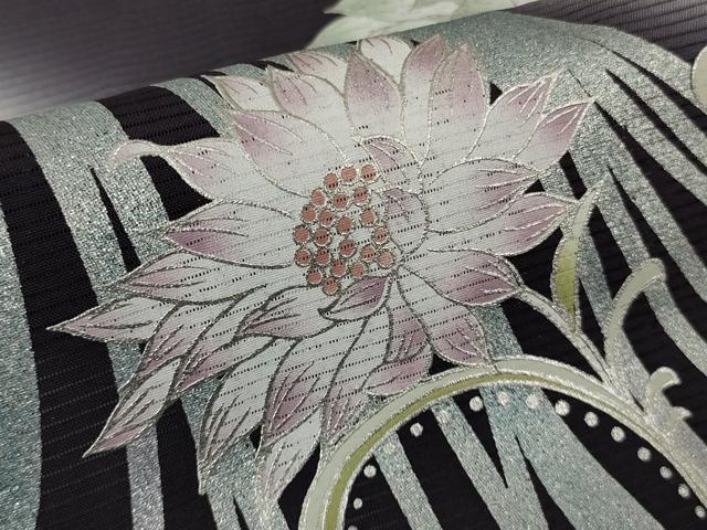 平和屋着物*極上 夏物 訪問着 絽 草花文 深紫色地 銀彩 逸品 未使用 DZAB8827kh6