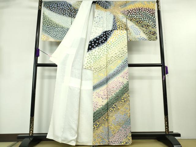 平和屋本店●極上 中国三大刺繍 相良刺繍 訪問着 銀通し地 逸品 DZAB8830kh6
