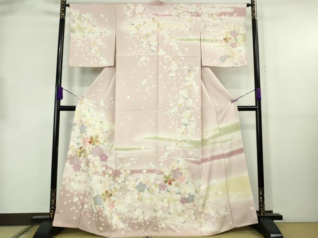 平和屋本店●極上 訪問着 駒刺繍 舞桜 薄い虹色地 暈し染め 金彩 逸品 DZAB8844kh6
